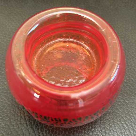 Murano Glass Orange Tea Light Candle Holder with Gold Fleck Accents - Picture 6 of 7